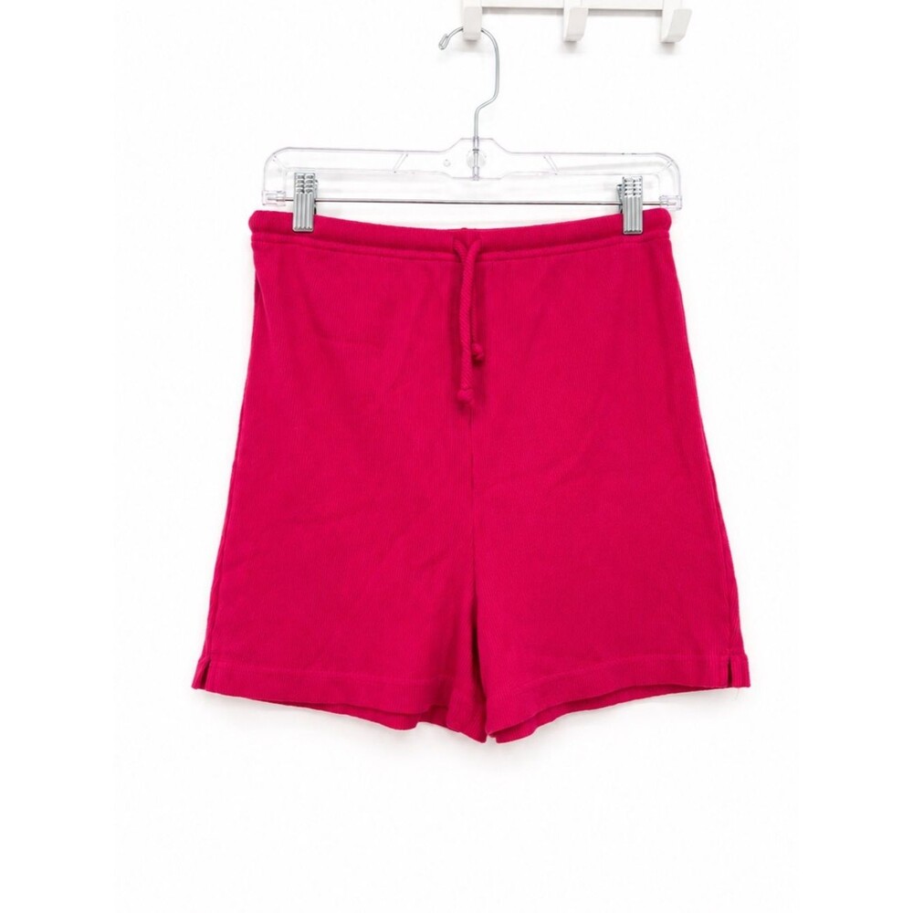 Fashion Bug Ribbed Knit Pull-On Shorts Hot Pink Drawstring Women Size Medium Y2k